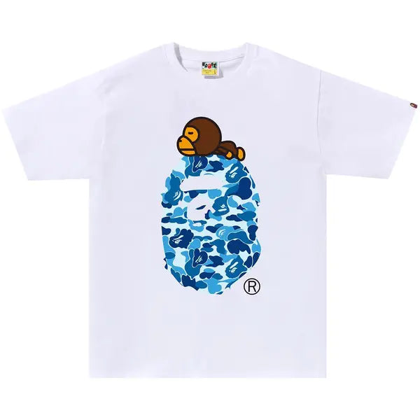 BAPE ABC Camo Milo On Big Ape Tee 'White/Blue'